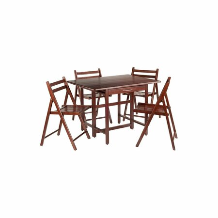 WINSOME Taylor 5 Pieces Set Drop Leaf Table with 4 Folding Chairs 94557